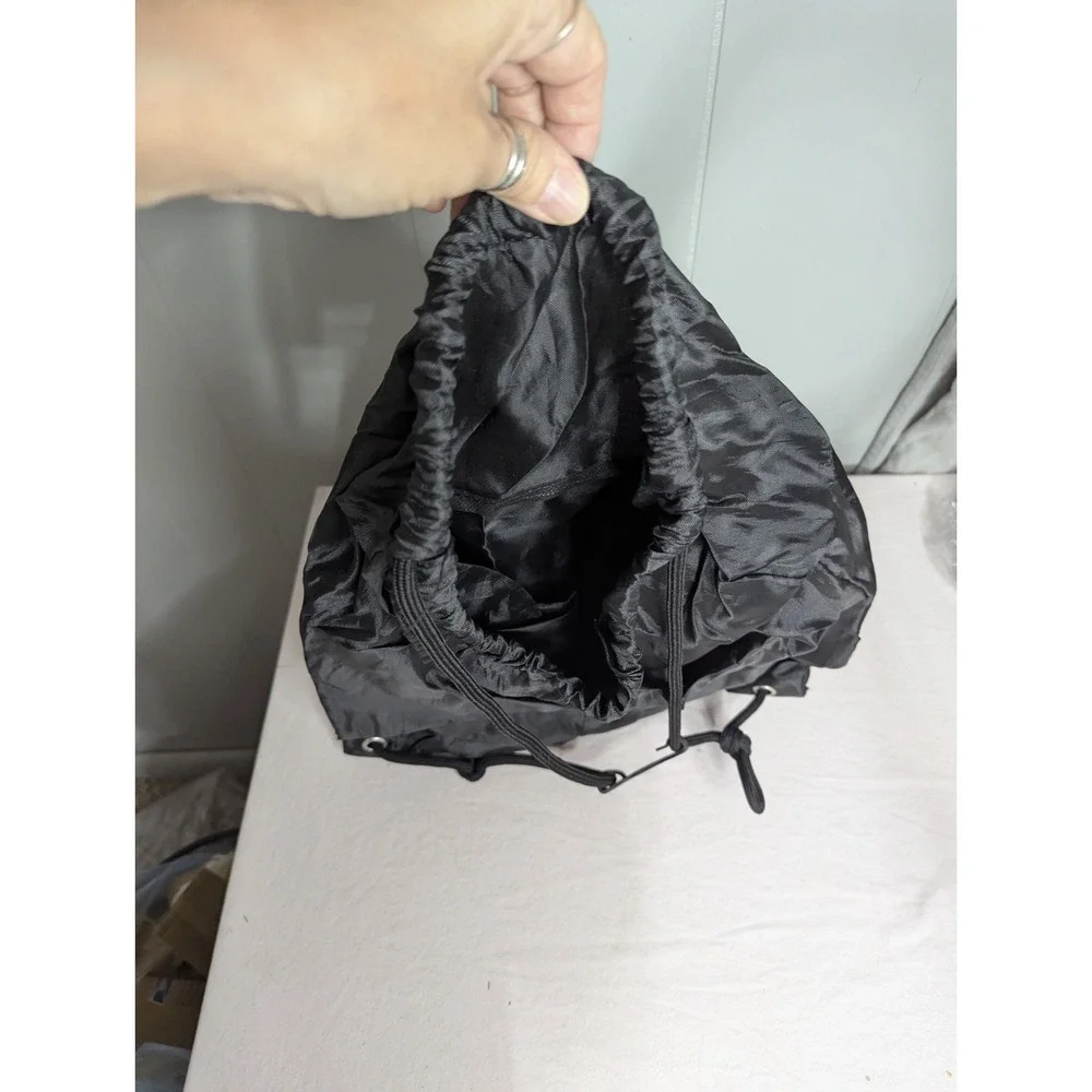 T Mobile Tuesdays Black pink nylon‎ drawstring backpack bag with zippered pocket
